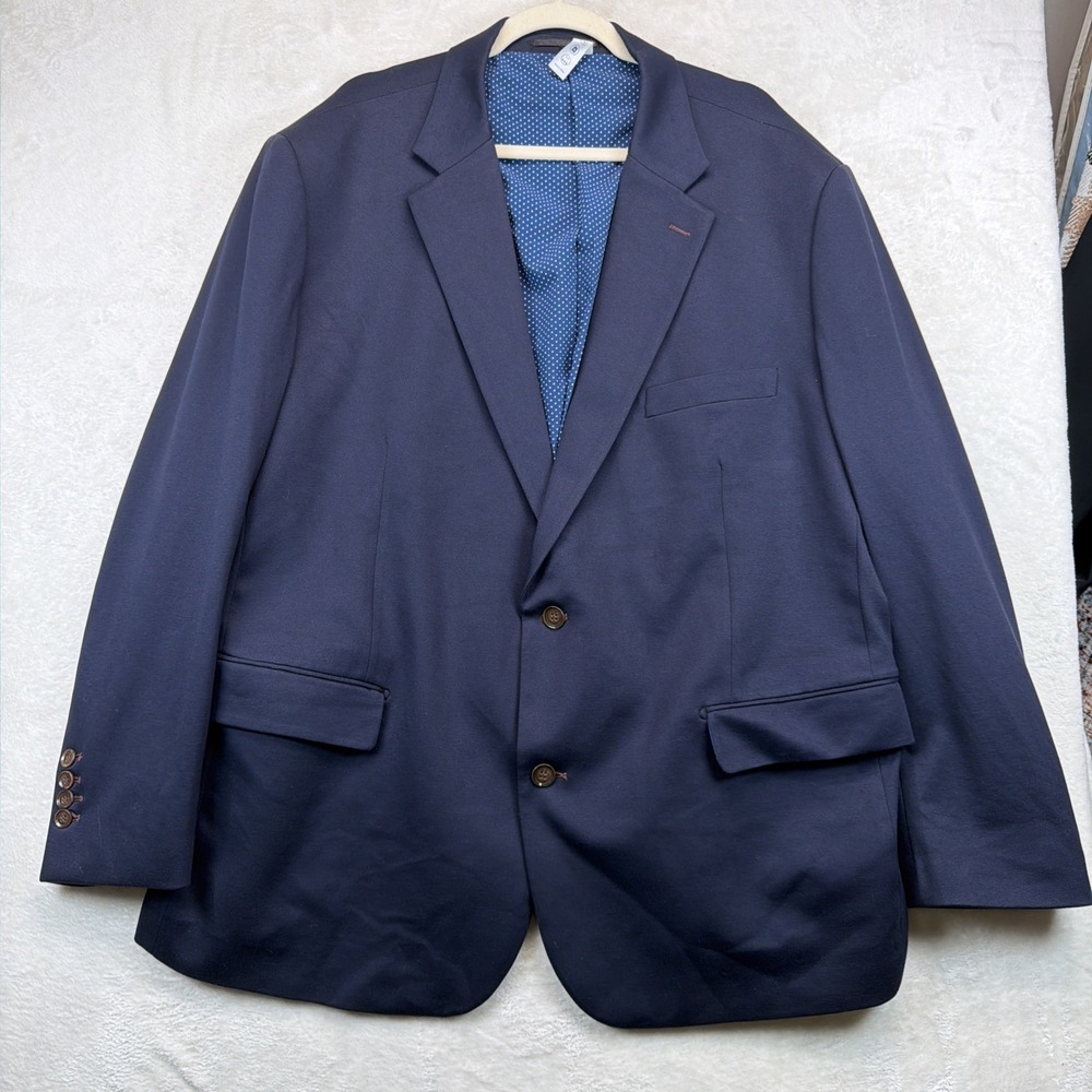 State & Liberty Mens Blazer 52 Navy Blue Stretch Performance Sport Coat
